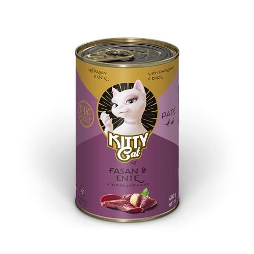 KITTY Cat Pat Fasan Ente 6 x 400 g Nassfutter für Katzen getreidefreies Katzenfutter mit Taurin Lachsöl und Grünlippmuschel Alleinfuttermittel mit hohem Fleischanteil Made in Germany