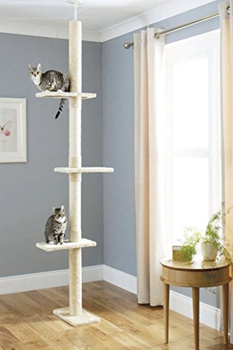Kratzbaum mit Reichweite vom Boden bis zur Decke Deckenhoch Höhenverstellbar Katzenbaum Katzenkratzbaum Spielbaum Katzenmöbel Katzenkratzturm