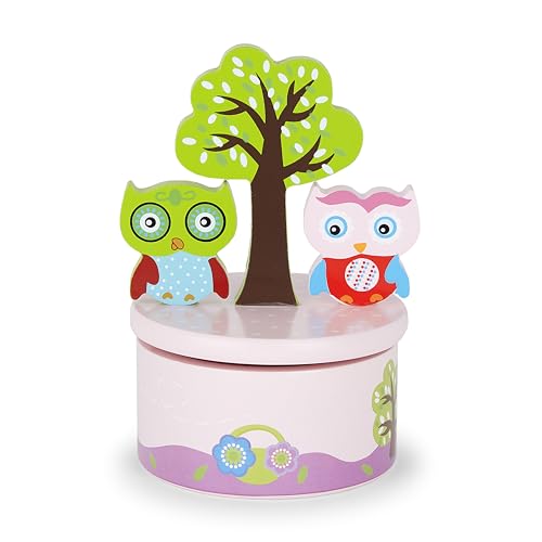 Mousehouse Gifts Spieluhr Holz Rosa Eule Geschenk für Baby oder Kinder Mädchen