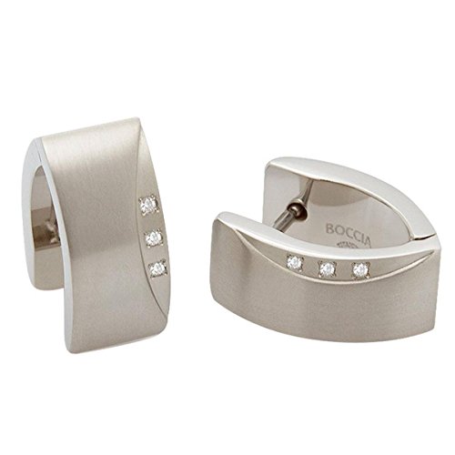 Boccia Damen-Creolen Titan gebürstet Diamant 0.045 ct weiß Brillantschliff 1 5 cm-05002-02