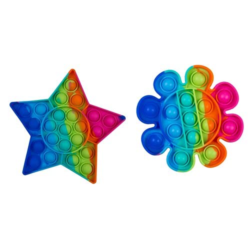 Fidget Pop Toy Rainbow 2er Set Stern und Blume - Kindergeburtstag Mitgebsel Spaß Antistress Pop It PopIt Bubble Popper