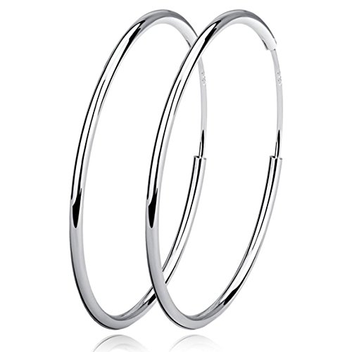  Huggie Groß Rund Hängend Klapp Ohrhänger für Frauen Mädchen Schmuck Durchmesser 50mm