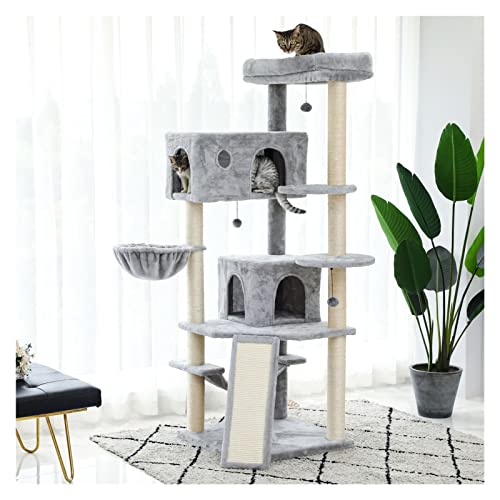 Kratzbaum für Katzen und Kätzchen mit Spielzeugmaus oberstes Bett zum Entspannen Kratzen Sisal zum Spielen Grau Einheitsgröße