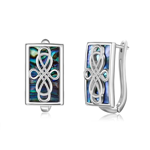 POPLYKE Abalone Keltische Knoten Ohrringe für Damen 925 Sterling Silber Keltische Creolen Keltische Hexen Schmuck Geschenke für sie