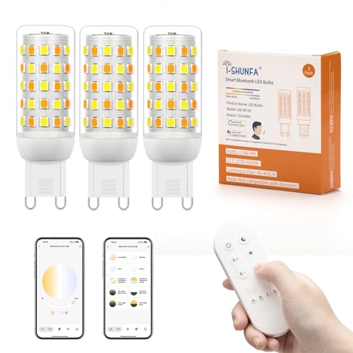 I-SHUNFA Smart G9 LED Lampen Mit Fernbedienung und APP Control G9 LED Dimmbar Bluetooth Glühbirne AC 230V 2700K-6500K Helligkeit einstellbar 1%-100% 4W 400LM Timing Funktion 3 pack Mit Fernbedienung