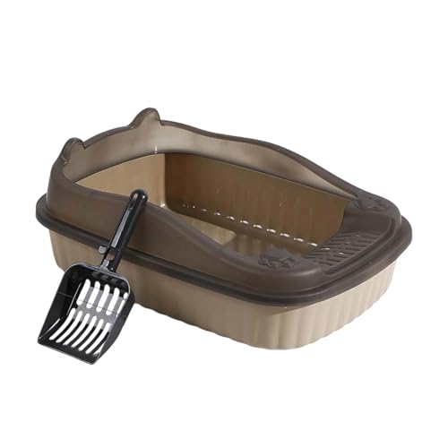 Generisch XXL Katzenklo mit hohen Seitenwänden Katzen Klo offene Katzentoilette mit Schaufel für Kätzchen und große Katzen ohne Deckel