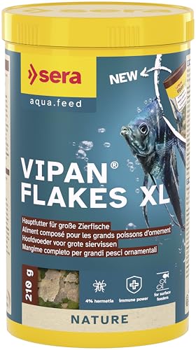 sera Vipan Flakes XL 1.000 ml 210 g XL-Hauptfutter für Zierfische Ohne Farb- Konservierungsstoffe Mit 4% Insektenmehl Naturnahe Ernährung Fördert Gesundes Wachstum Formstabil
