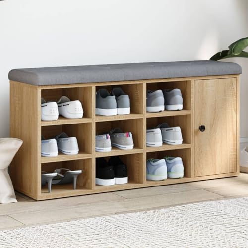 Gecheer Sonoma Eiche 102x32x50 cm Holzwerkstoff Schuhorganizer für Eingangsbereich Garderobe Wohnzimmer835091