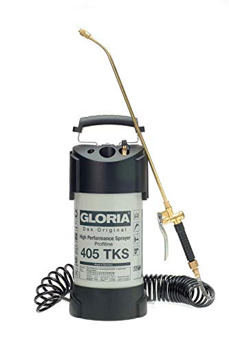 GLORIA Hochleistungssprühgerät 405 TKS Profiline 5 L Füllinhalt Profi-Drucksprüher aus Stahl Mit Manometer Kompressoranschluss Spiralschlauch 6 bar Ölfest