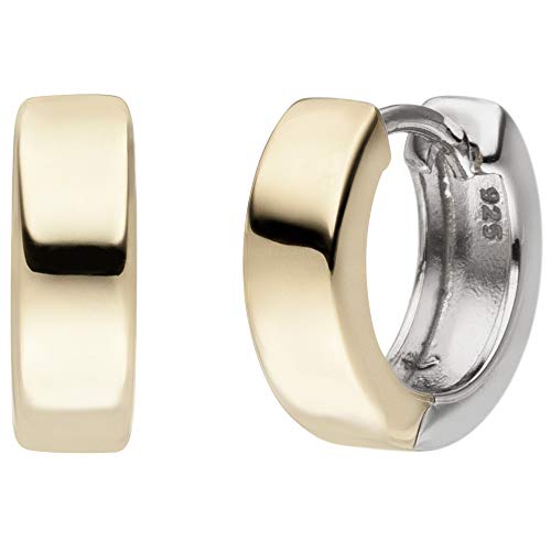Jobo Damen-Creolen aus 925 Sterling Silber Bicolor 13 mm