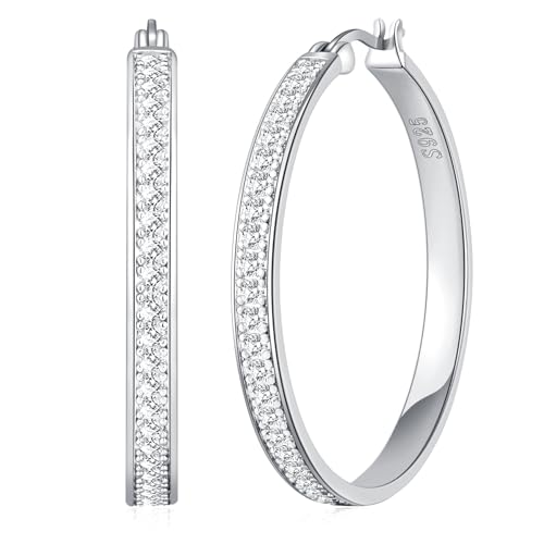 BMMYE für glitzerndeße CZ für empfindliche Ohren anlaufgeschützt Sterling vergoldet 20 30 40 50 60 70mm 40 mm Sterling Kein