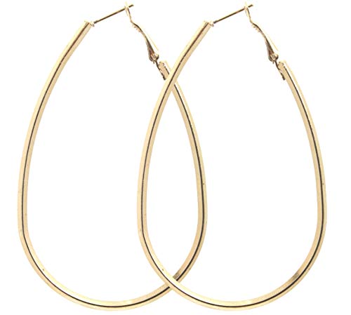 2LIVEfor GroÃŸe Ohrringe Creolen oval Gold Hoop Earrings OhrhÃ¤nger Hoops Creolen sehr GroÃŸ Riesig Tropfenform Schlicht Modern Creolen XXL