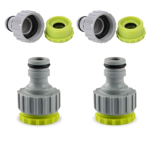 4 Stück Gardena Hahnverbinder 1 2 Zoll 3 4 Zoll 2-in-1 Garten Hahnverbinder Wasserhahnanschluss Gartenschlauch Anschluss Gardena Wasserhahn Adapter für Wasserhahn Adapter Gartenschlauch