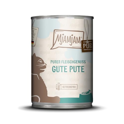 MjAMjAM - Premium Nassfutter für Katzen - purer Fleischgenuss - Gute Pute pur 1er Pack 1 x 400 g getreidefrei mit extra viel Fleisch