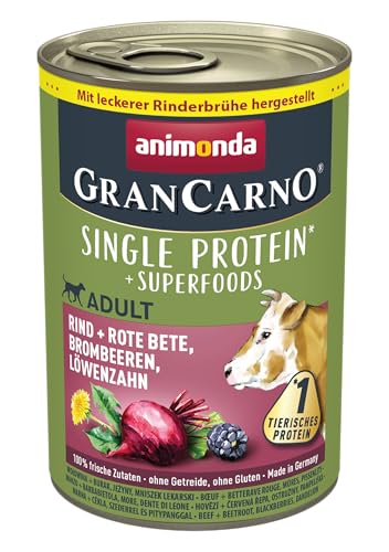 animonda GranCarno Hunde Nassfutter Superfoods Rind Rote Bete 6 x 400g getreidefreies Hundenassfutter ohne Zucker für ausgewachsene Hunde mit frischen fleischigen Zutaten