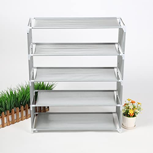 ZAW Schuhschrank Schuhregal DIY. Faltbare Standschuhe Regal Schuh Rack Stoff Staubdichter Schrank Organizer Halter Color White
