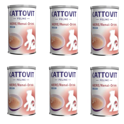 Kattovit Niere Renal-Drink Ente 6er Pack 6 x 135 ml Ergänzungsfuttermittel für ausgewachsene Katzen Fleischstückchen mit Ente Zur Unterstützung der Nierenfunktion