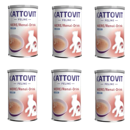 Kattovit Niere Renal-Drink Huhn 6er Pack 6 x 135 ml Ergänzungsfuttermittel für ausgewachsene Katzen Fleischstückchen mit Huhn Zur Unterstützung der Nierenfunktion