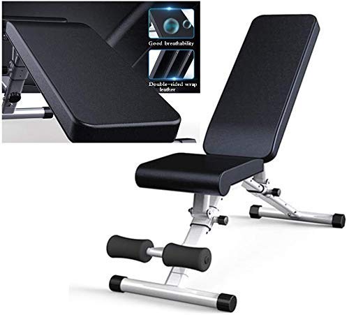 XDLEDMKIZ Verstellbare Hantelbänke Multifunktions-Hantelhocker Klapphocker Flachhocker Sit-up-Trainingsstühle Fitnessgeräte Schwarz 129 x 49 x 117 cm