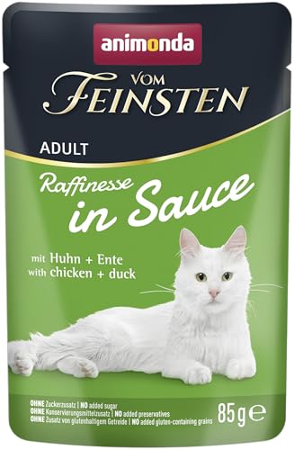 animonda vom Feinsten Adult Raffinesse Katzenfutter in Sauce mit Huhn und Ente 24x 85g Nassfutter mit Taurin und Vitamin D3 ohne Zusatz von Zucker und Konservierungsstoffen