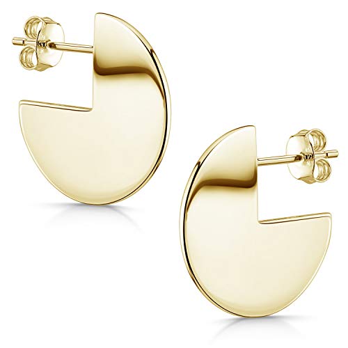 Damen Ohrstecker Gold Kreis - 925 Silber Creolen klein vergoldet SO-454-Gold
