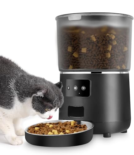 Automatic Futterautomat Katze 4L APP-Steuerung Automatischer Futterspender Katze Zeitgesteuerte Kontrolle 1-9 Mahlzeiten pro Tag Katzenfutter Automat Katzen futterautomaten für kleine mittlere