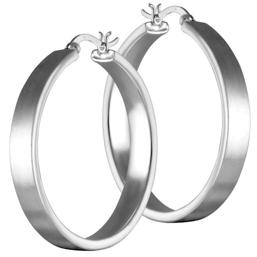 Vinani Damen Ohrringe 925 Silber - Klapp-Creolen Ohrring Set fÃ¼r Frauen aus 925 Sterling Silber mattiert CBAM