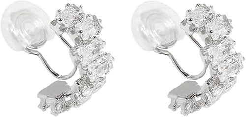 XFSRG Ohrringe Damen Ohrclips Ohne Ohrlöcher Gold Silber Zirkon Clip Ohrringe Klobige Creolen Kein Piercing Chunky Clip On Hoop Hypoallergen Nicht Durchbohrt für Frauen Mädchen