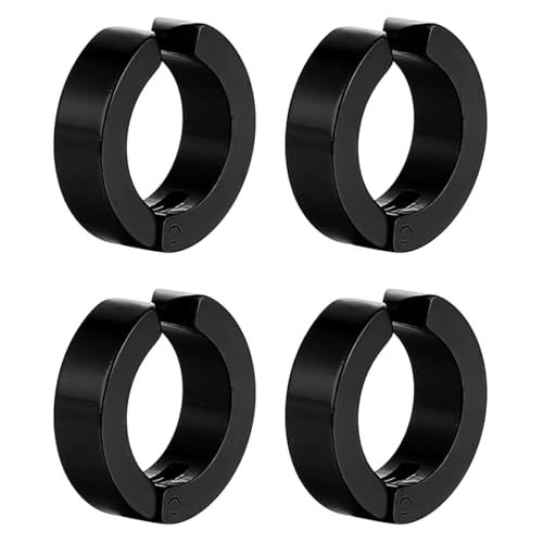 OQKAHIV 2 Paare Herren Ohrringe Edelstahl Creolen Hoops Earrings Set Ohrringe Männer Frauen Knorpel Helix Piercing Ohr Mode Punk Ohrringe Creolen Schwarz Ohrringe Kein Ohrlochstechen nötig