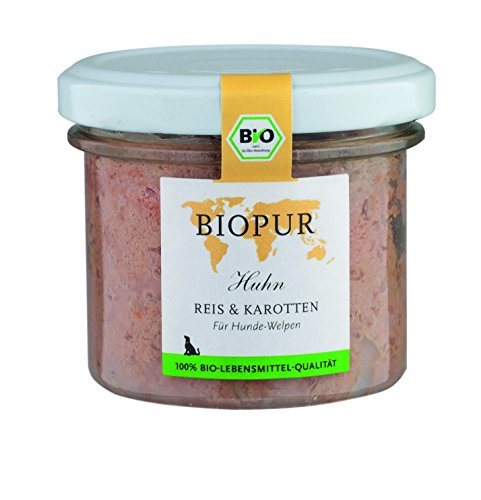 Biopur Geflügel Reis und Karotten Bio Alleinfuttermittel für Welpen 12er Pack 12 x 100 g
