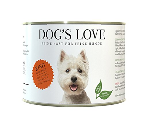 DOG S LOVE Classic Nassfutter Hund Rind mit Apfel Spinat Zucchini 12 x 200g