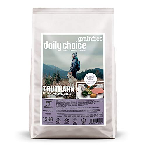 daily choice grainfree   30kg   Trockenfutter für Hunde   getreidefrei   Truthahn Kartoffeln Erbsen   Monoprotein Frischfleisch   Enthält Chicor e Grünlippmuschel wertvolle Kräuter