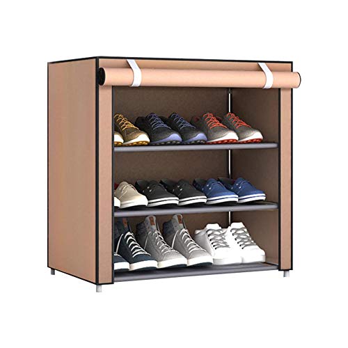 Schuhregal Schuhschrank 4-stufiger Schuh Schuhständer Schuhkommode Schuhregal mit Stoffbezug Staubdichte Abdeckung Robuster Schuhständer Regalablage Organizer Cabinet