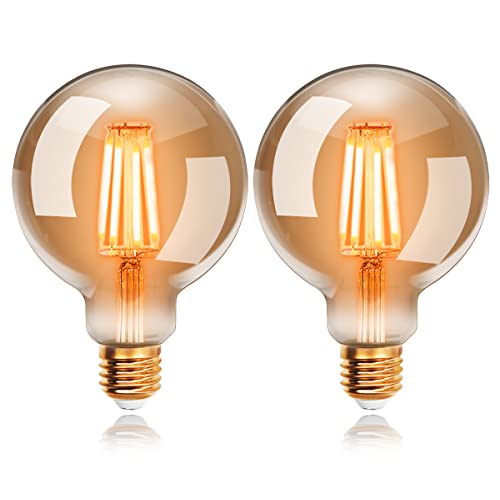 6W warmweiß 2700K Birne,Ersazt 60W Halogenlampen Huoqilin E27 LED Dimmbar Edison Vintage Glühbirnen 5er Pack 