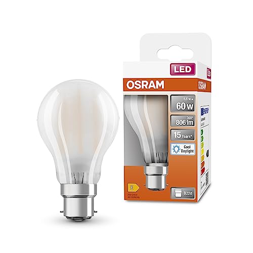 OSRAM LED Star Classic A60 LED Lampe fÃ¼r B22d Sockel Birnenform mattes Glas 806 Lumen tageslichtweiÃŸ 6500K Ersatz fÃ¼r herkÃ¶mmliche 60W GlÃ¼hbirnen nicht dimmbar 1er-Pack