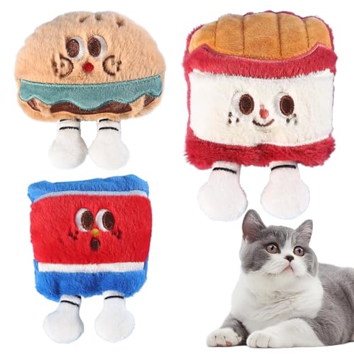 Generisch Katzenminze Spielzeug Plüsch Set 3-TLG Niedliche Hamburg-Pommes-Cola Interaktives Katzenspiel mit Glöckchen Soft Kuscheltier für verhindern Langeweile