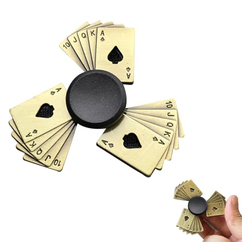KYLOS Fidget Spinner Metall Finger Spinner Edelstahl - Antik Bronze Poker Ace Design - Hochwertiges Anti-Stress Spielzeug Mit Kugellager Für Erwachsene Kinder - 2-5 Min Laufzeit - EDC Geschenk