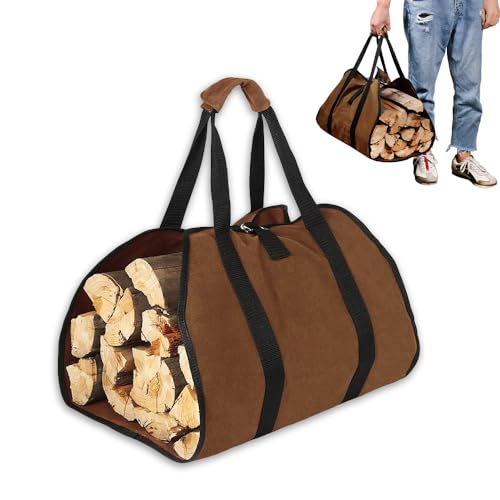 Aoreun Kaminholzträger Holzkorb Kaminholz aufbewahrung Holzträger mit Griffen Tragbar Brennholz-Tragetasche Kaminholztasche wasserdicht für Drinnen und Draußen Lagerfeuer Camping 98 x 46 cm