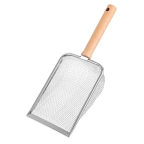 UPKOCH Reptilien Streuschaufel Holzgriff Ergonomisches Design für Reptilienbehältern und Katzentoiletten Feines Mesh für Exakte Fäkalienentfernung