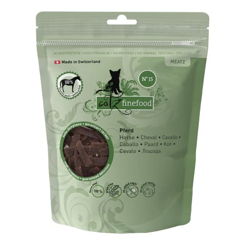 catz finefood Meatz Leckerlies Pferd N 15   knusprige Streifen aus 100 Prozent Pferdefleisch   Katzensnack für Allergiker ohne Zucker getreidefrei 1x 45 g