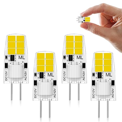 YzzYzz G4 LED Lampen 1.2W G4 LED Birnen Kaltweiß 5000K Ersatz 10W Halogenlampen 180LM Leuchmittel 360 Abstrahlwinkel Nicht Dimmbar Kein Flimmern 12V AC DC 4er Pack