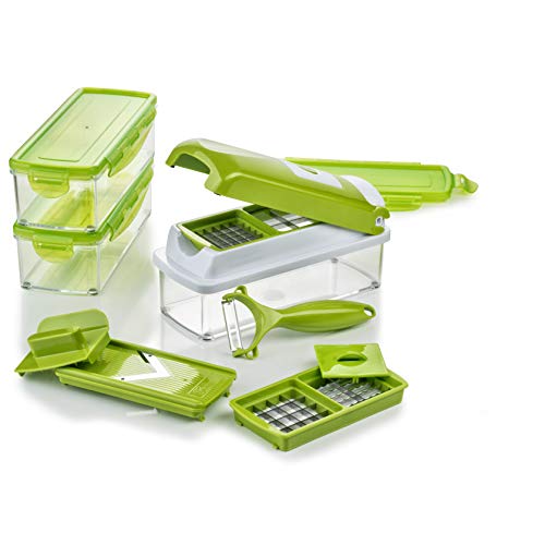 Genius Nicer Dicer Smart 13 Teile Gemüseschneider Zwiebelschneider Schneiden Würfeln Hobeln Stifteln Schälen Aufbewahren Mandoline Multischneider Gemüsehobel Obstschneider NEU