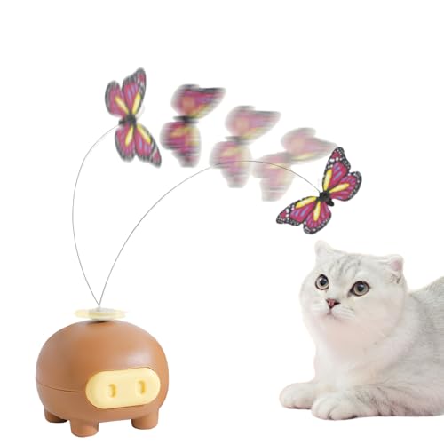 Gungtj Electronic Cat Toy Butterfly Cat Teaser Interactive Toys 2.76x2.56x2.56 Inches Battery Operated Moving Wand Pet Entertainment Supply for Indoor Exercise and Mental Stimulation