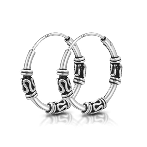 Unique Gems Ohrringe keltische Creolen Silber 925 Sterlingsilber Gothic Celtic Ohrpiercing Silberohrringe Hoops 15mm Juweliers- Qualität