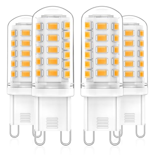 RuLEDne G9 LED Lampen Warmweiß 2700K 3W Ersatz Für Halogenlampe 40W 50W G9 LED Leuchtmitte AC 230V Mini Glühlampe CRI 85 Kein Flackern 520LM Nicht Dimmbar 4er Pack