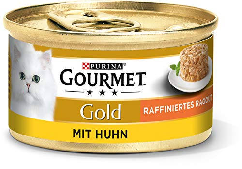 PURINA GOURMET Gold Raffiniertes Ragout Katzenfutter nass mit Huhn 12er Pack 12 x 85g