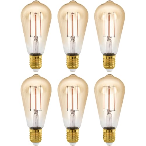 NCC-Licht 6 x LED Glühbirne E27 Vintage Edison ST64 Rustika 4W Gold extra warmweiß 1700K dimmbar Ersatz für 30W Glühlampe