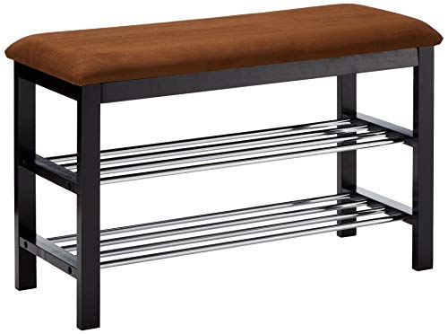 Schuhregal aus Mikro Stoff Schwarz Schokoladenbraun