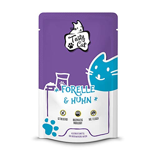 Tasty Cat Nassfutter für Katzen Forelle Huhn 12 x 125g. getreidefrei zuckerfrei