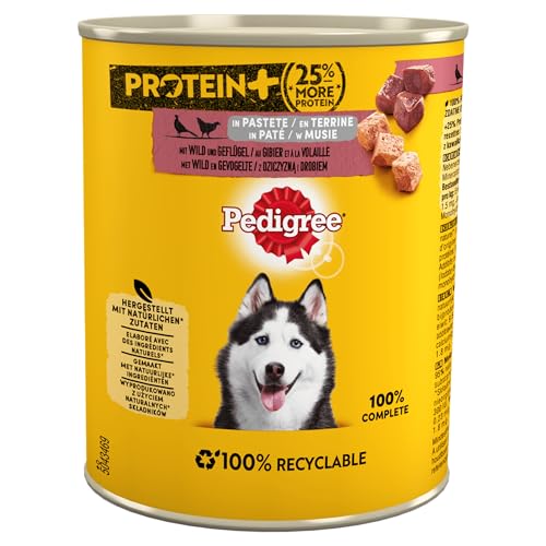 Pedigree Protein in Pastete Hundenassfutter mit Wild und Geflügel Dose 800g x 12